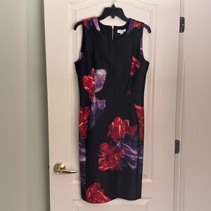 ***BRAND NEW*** Calvin Klein Floral Dress w/ gold external back zipper, Size: 12